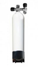 85-C-200-DUI-DUB Staal fles 230 Bar 8,5 L VLAKE BODEM met dubele kraan ZONDER VOET